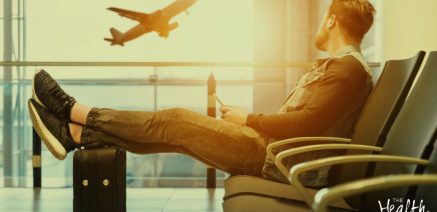 Health Tourism Man waiting at airport