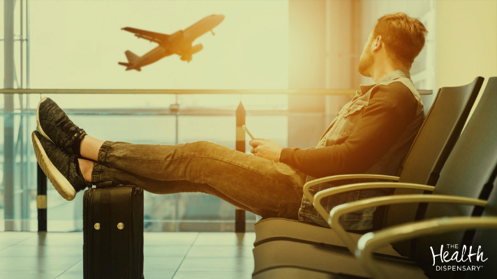 Health Tourism Man waiting at airport