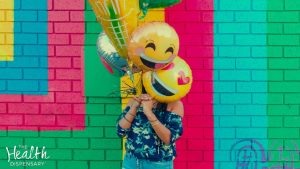 Woman with Happy Balloons