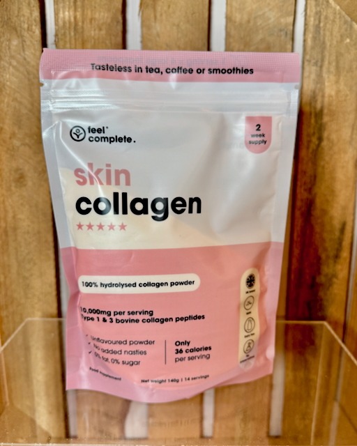 Feel Complete Collagen Powder 150g – Front of packaging showing grass-fed bovine collagen supplement with Vitamin C